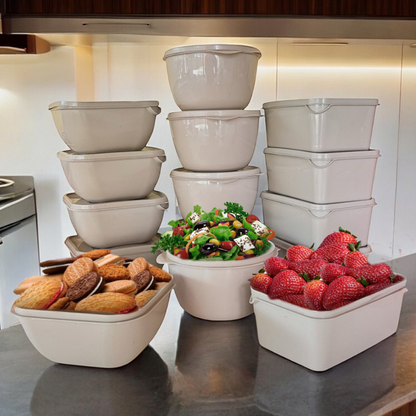Kit 12 Potes Plástico 1 Litro com Tampa Hermética, Multiuso Cozinha, Marmita e Armazenamento de Alimentos