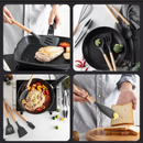 Kit de utensílios de cozinha em silicone e bambu com 12 peças