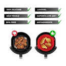 Kit com 5 formas de silicone para air fryer e micro-ondas