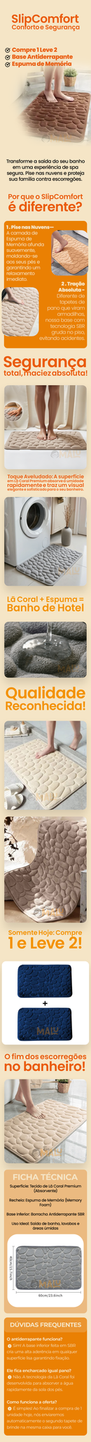 Tapete macio antiderrapante para banheiro