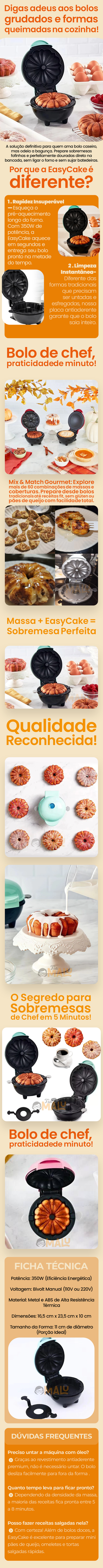 EasyCake - Mini Máquina de Assar Bolo Elétrica - Entrega Grátis