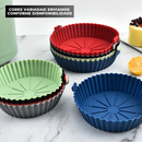 Kit com 5 formas de silicone para air fryer e micro-ondas