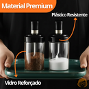 Kit porta-temperos de vidro com tampa e colher embutida