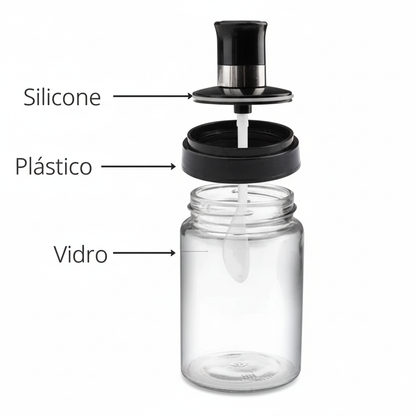 Kit Porta Temperos e Condimentos de Vidro com Tampa e Colher Embutida - Entrega Grátis