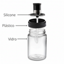 Kit porta-temperos de vidro com tampa e colher embutida