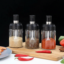 Kit porta-temperos de vidro com tampa e colher embutida