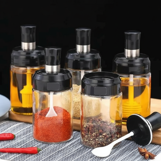 Kit Porta Temperos e Condimentos de Vidro com Tampa e Colher Embutida - Entrega Grátis