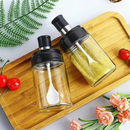 Kit porta-temperos de vidro com tampa e colher embutida