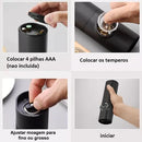 Moedor elétrico de temperos com ajuste de moagem