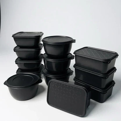 Kit 12 Potes Plástico 1 Litro com Tampa Hermética, Multiuso Cozinha, Marmita e Armazenamento de Alimentos