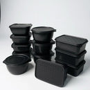Kit com 12 potes plásticos de 1 litro com tampa hermética