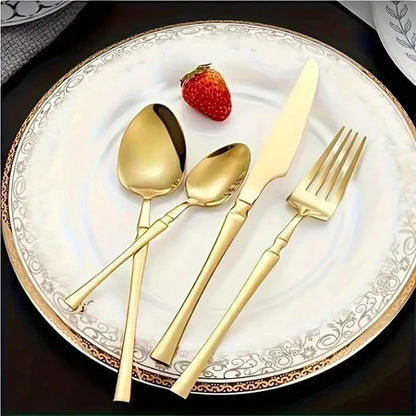 Kit Royal - Jogo de Talheres Em Aço Inox Com Acabamento Em Dourado Elegante - Entrega Grátis