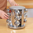 Porta-temperos giratório em inox com caneta e adesivos