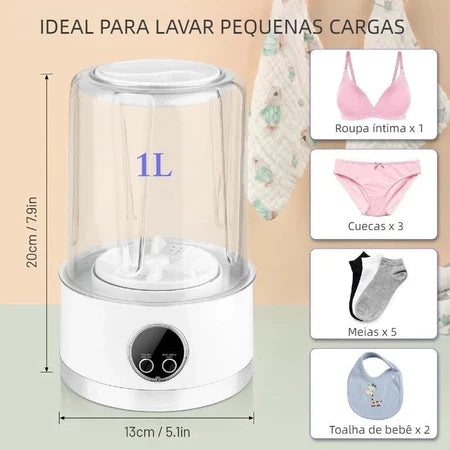 WashClean - Mini Máquina de Lavar Ideal Para Peças Íntimas - Entrega Grátis